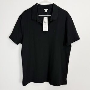 Calvin Klein Polo Shirt Mens Large Black CK Logo Short Sleeve NWT